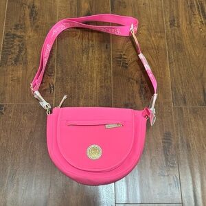 Lilly Pulitzer Aura Pink Neoprene Crossbody Bag Purse Pocketbook New Neon Barbie